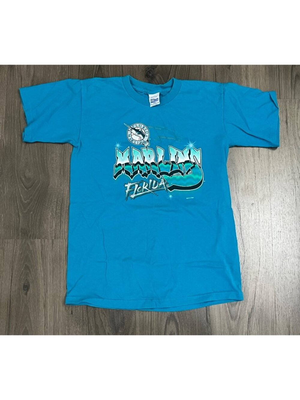 Vtg Florida Marlins Salem T Shirt Youth XL / Small 90s MLB Single Stitch Grafiti